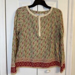 Tommy‎ Hilfiger Paisley Print Long Sleeve Top Button Up Detail M Womens Classic